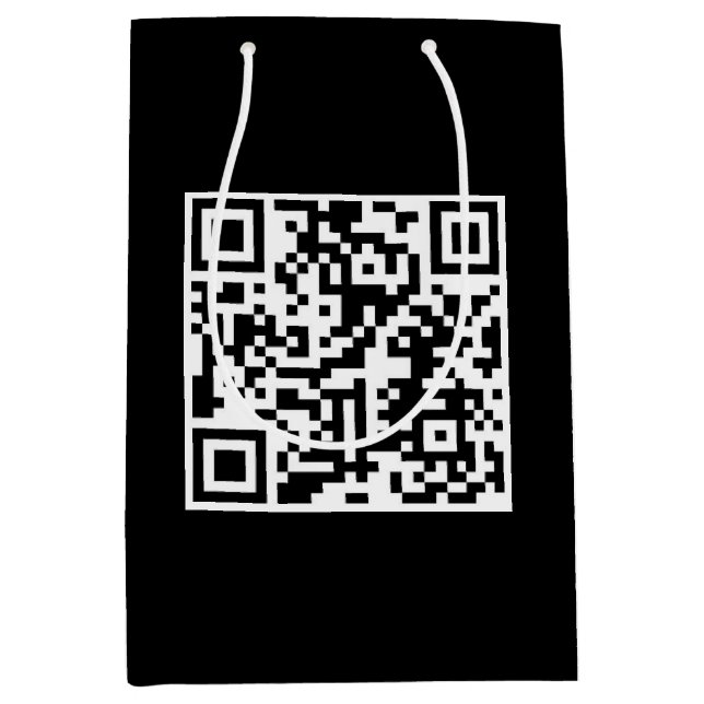 Sacola Para Presentes Média Código QR de Aniversário a Preto (Frente)