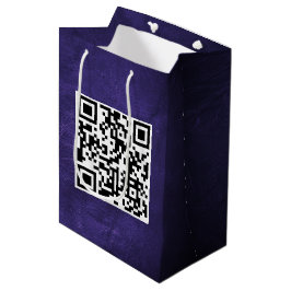 Sacola Para Presentes Média Código QR de Aniversário em Couro Roxo
