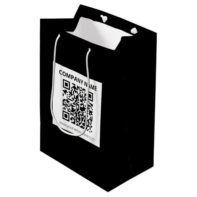 Sacola Para Presentes Média Código QR editável e design simples personalizável (Frente inclinada)
