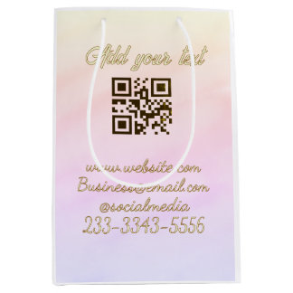 Sacola Para Presentes Média código QR personalizado simples adicione o texto d