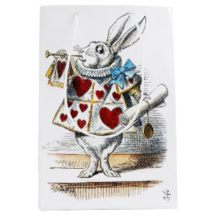 Sacola Para Presentes Média Coelho Branco Alice no País das Maravilhas Coelho