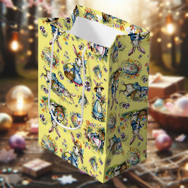 Sacola Para Presentes Média Coelho E Ovos Da Páscoa Amarelo Vintage