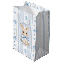 Coelho Floral de Água-forte com Laço Azul de Pásco