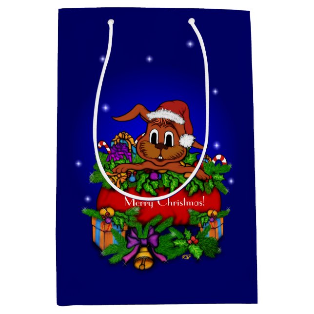 Sacola Para Presentes Média Coelho Natal (Frente)