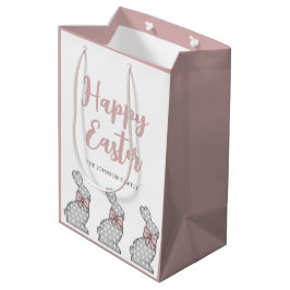 Sacola Para Presentes Média Coelho Rosa Fofo Feliz Páscoa