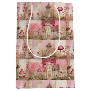 Sacola Para Presentes Média Cogumelos rosa