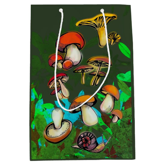 Sacola Para Presentes Média Cogumelos selvagens (Frente)
