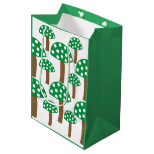 Sacola Para Presentes Média Cogumelos Verdes