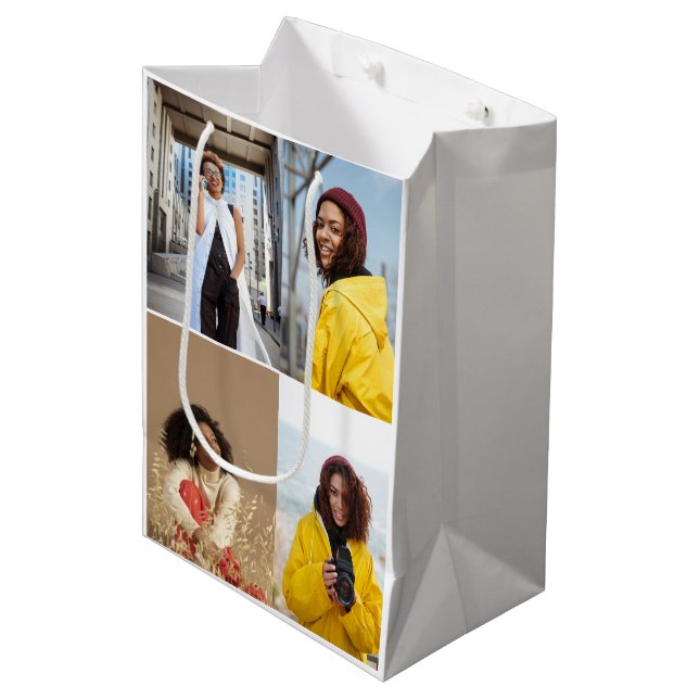 Sacola Para Presentes Média Colagem de Fotografias do Design 4 (Frente inclinada)