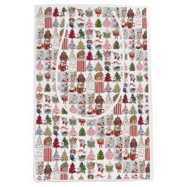 Sacola Para Presentes Média Colagem de natais vintages | Presente de Feriado R