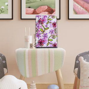 Sacola Para Presentes Média Colagem Floral do Arco-Íris Holográfico