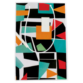 Sacola Para Presentes Média Colagem Geométrica Moderna