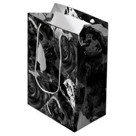 Sacola Para Presentes Média Colagem Preto e Branco Funeral Católico Cristão