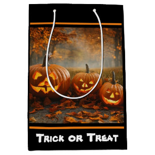Sacola Para Presentes Média Coleção da Família Spooky Pumpkins