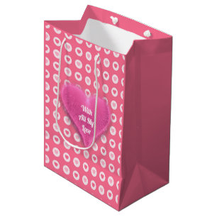 Sacola Para Presentes Média Coleção de Amor de Coração Rosa Moderno