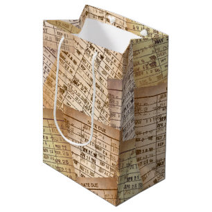 Sacola Para Presentes Média Coleção de Cartões de Biblioteca Vintage