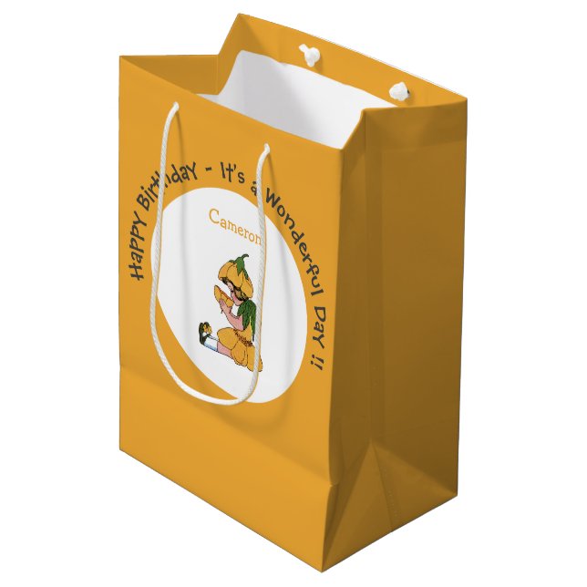 Sacola Para Presentes Média Coleção de Flower Whimsic Child (Frente inclinada)