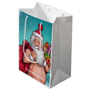 Sacola Para Presentes Média Coleção de Natal Engraçado Papais noeis Sujos
