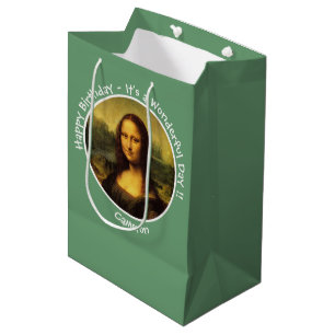 Sacola Para Presentes Média Coleção do Partido Leonardo da Vinci Mona Lisa