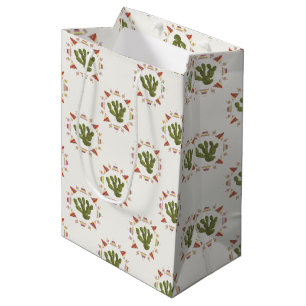 Sacola Para Presentes Média Coleção Llamarama  Círculo Cactus