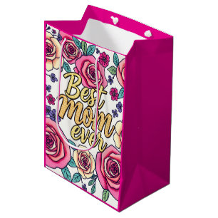Sacola Para Presentes Média Coleção Moderna Floral de Luxo