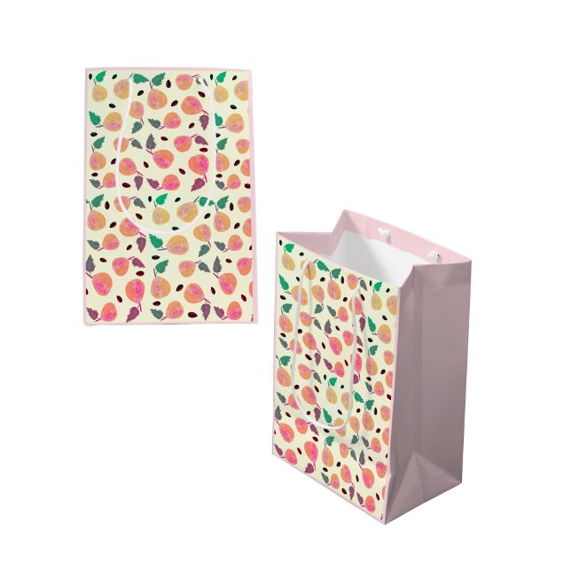 Sacola Para Presentes Média Coleção Pérolas Douradas Rosa (Criador carregado)