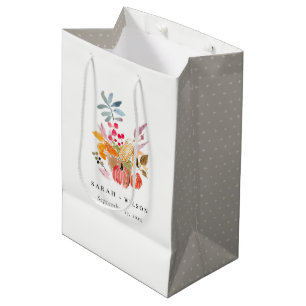 Sacola Para Presentes Média Colheita de Abóbora de Outono Chic Casamento Aquar