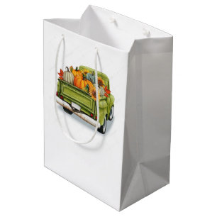 Sacola Para Presentes Média Colheita de Queda num Caminhão Verde
