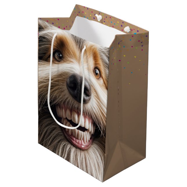 Sacola Para Presentes Média Collie com um sorriso de dentes (Frente inclinada)