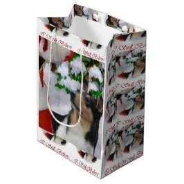 Sacola Para Presentes Média Collie Smooth de Natal