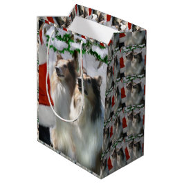Sacola Para Presentes Média Collies e Natal