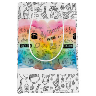 Sacola Para Presentes Média Colorful Doodle Eid