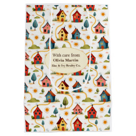 Sacola Para Presentes Média Colorful Neighborhood Houses Realtor