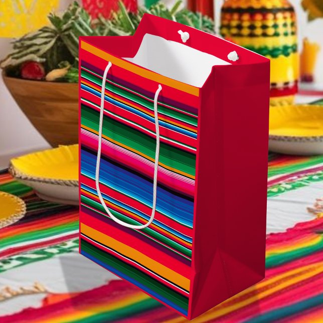Sacola Para Presentes Média Colorida Serape Tradicional Mexicana (Criador carregado)
