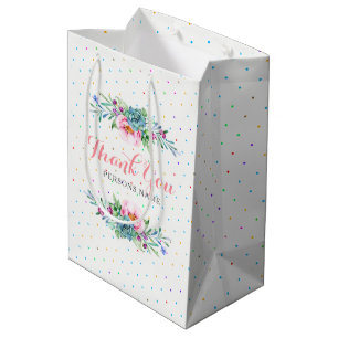 Sacola Para Presentes Média Colorido Quadro de Buquê Floral Tanque Obrigado De