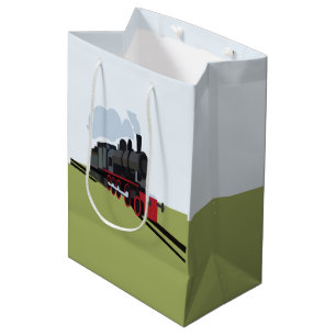 Sacola Para Presentes Média Comboio Vintage a vapor na arte ferroviária