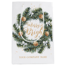 Sacola Para Presentes Média Companhia de Férias de Natal feliz e Brilhante