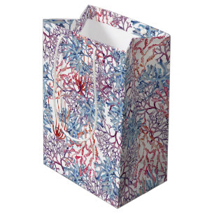 Sacola Para Presentes Média Composição de Aquarela Subaquático Série Design 5