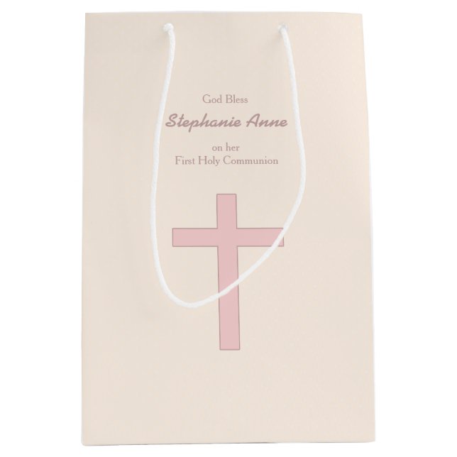 Sacola Para Presentes Média Comunidade Pastel Pink Cross (Frente)