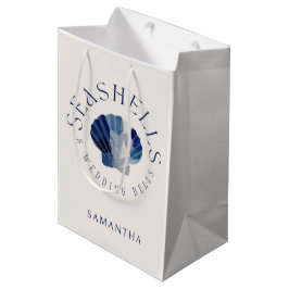 Sacola Para Presentes Média Conchas de Moluscos Sinais de Casamento Festa na P