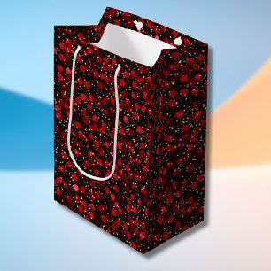 Sacola Para Presentes Média Confete Vermelho Elegante no Estilo Brilho Preto