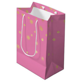 Sacola Para Presentes Média Confetti Dourado Rosa