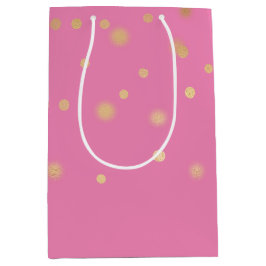 Sacola Para Presentes Média Confetti Dourado Rosa