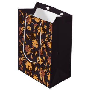 Sacola Para Presentes Média Confluentes Elegantes Modernos Cinzas Amarelas - L