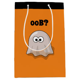 Sacola Para Presentes Média Confused Ghost Says "Oob?" Funny Halloween Cartoon