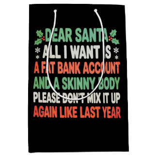 Sacola Para Presentes Média Conta Bancária Gorda Corpo Magro Por Favor Natal X