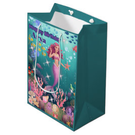 Sacola Para Presentes Média Convite de Aniversário Personalizado de Sereia