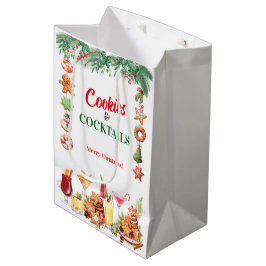 Sacola Para Presentes Média Cookies e cocktails de Natal