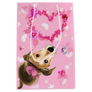 Sacola Para Presentes Média Copo Com Fita Rosa - Amor