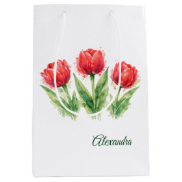 Sacola Para Presentes Média Copo de Papel Tulipas Vermelhas